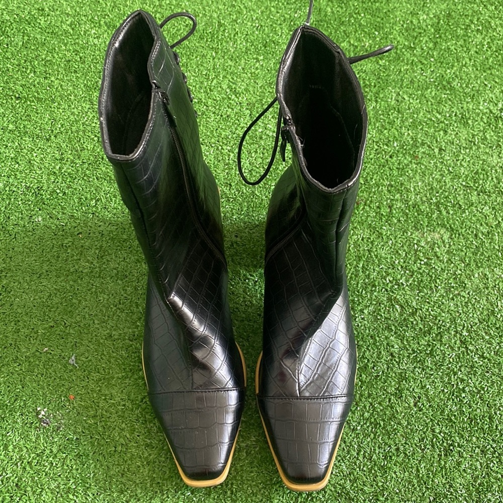 Black lace boots- NEVER worn size 40